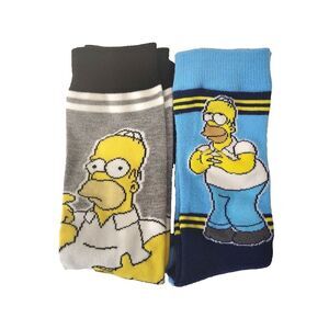 Simpsons Homer Men's  2-Pair Crew Socks Size 6-12 Striped NWOT